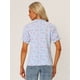 thumbnail image 4 of Blusas de mujer con volantes de manga corta floral con cuello simulado y volantes Cielo Azul M, 4 of 5