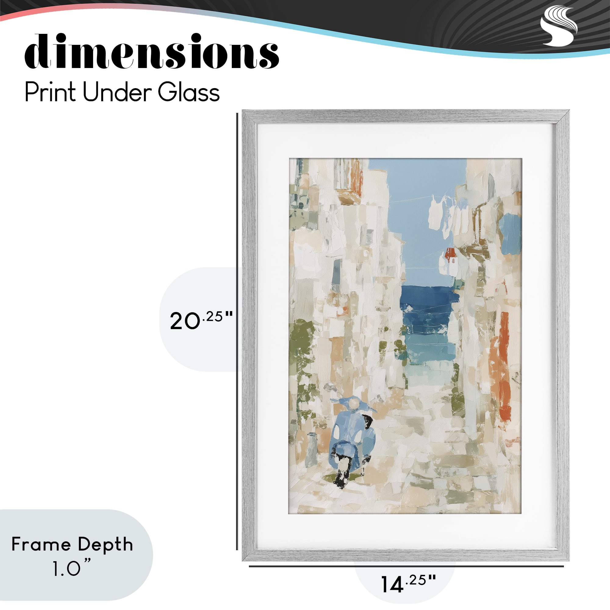 Stupell Industries Narrow Alley with Vespa Gray Framed Print Under Glass, design by Chromatic Storm Studio