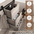 thumbnail image 6 of Blotout 24" Bathroom Vanity with Sink & Faucet & Mirror, Farmhouse Bathroom Vanity Cabinet Set with Sliding Barn Door & 3 Drawers, Freestanding Single Bath Storage Vanity Ceramic Sink, Grey, 6 of 7