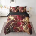 thumbnail image 2 of YST Abstract Marble Twin Comforter Set 7 Piece Red Gold Marble Fluid Bed In A Bag Watercolor Marbling Bedding Set For Kids Adults Stone Grain Bed Set Tie Dye Bedding Comforter Sets, 2 of 5