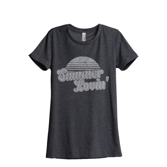 Summer Lovin' Women's Fashion Relaxed T-Shirt Tee Charcoal Grey Large