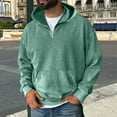 thumbnail image 2 of Evdexr Quarter Zip Pullover Men Oversized Hoodie Distressed Kangaroo Pocket Fall Streetwear Solid Acid Washed Vintage Sweatshirt Hooded Boxy Sweater Mint Green 3XL, 2 of 9
