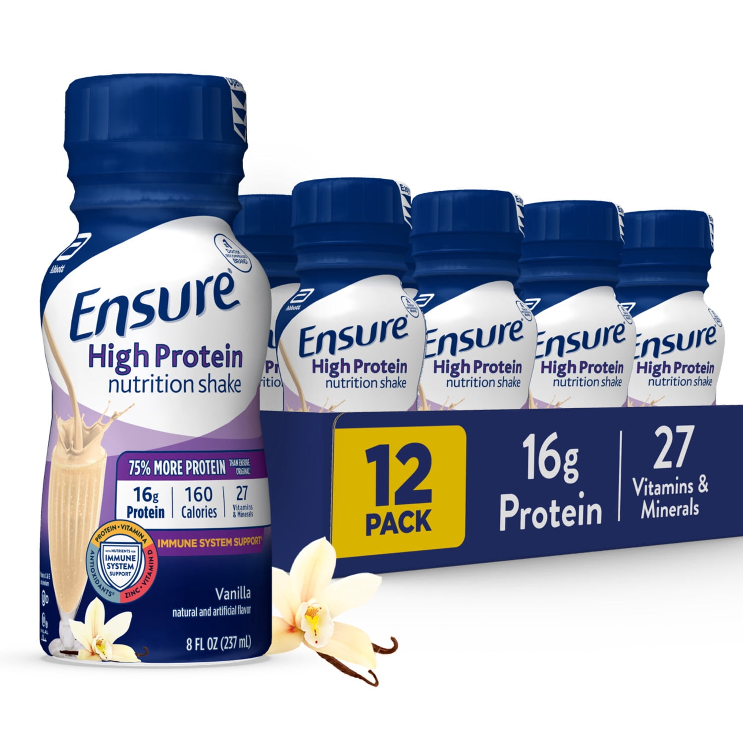 (3 pack) Ensure High Protein Nutrition Shake, Vanilla, 8 fl oz, 12 Count
