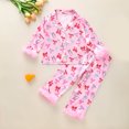 thumbnail image 2 of WUANDIXFA Girls 2 Piece Pajama SetsGirls Satin Button Down Long Sleeve Pajama Set 2 Piece Set,Pink,5-6 Years, 2 of 8