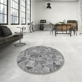 thumbnail image 3 of Ahgly Company Indoor Round Patterned Gray Cloud Gray Area Rugs, 5' Round, 3 of 6