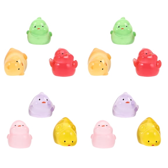 Masteelf 12pcs Luminous Miniature Resin Chicken Figurines Tiny Glow in The Dark Chickens Statue for Fairy Garden Micro Landscape DIY Party Decoration