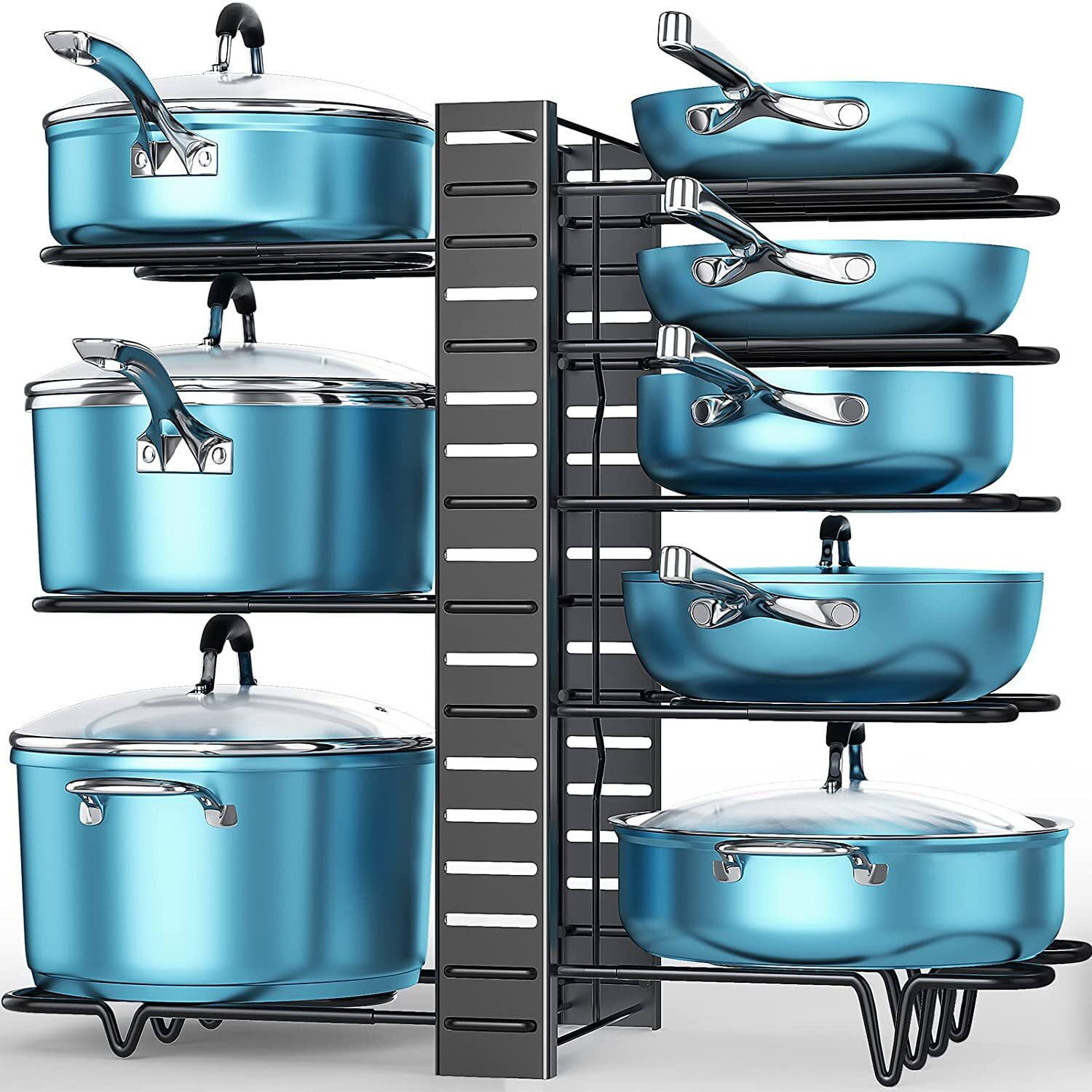 Techvida 8 Tier Pots and Pans Organizer Pot Organizer Metal Black