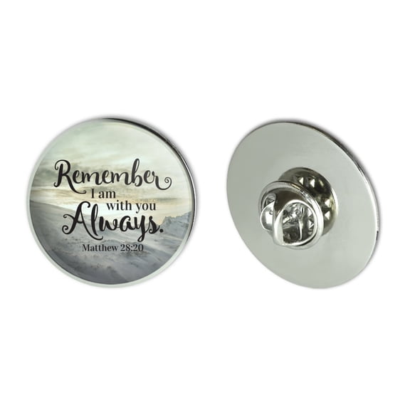 Remember I Am With You Always Matthew 28:20 Snowy Mountain Metal 1.1" Tie Tack Hat Lapel Pin Pinback