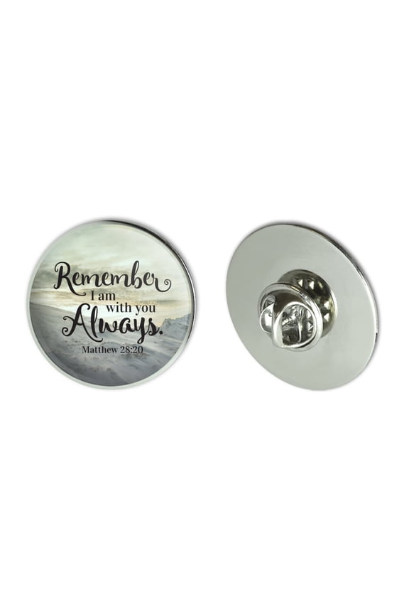 Remember I Am With You Always Matthew 28:20 Snowy Mountain Metal 1.1" Tie Tack Hat Lapel Pin Pinback