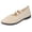 Beige, variant on Women Double Strap Knit Mary Jane Flats Slip On Comfortable Footwear For Office Work Daily Casual Outdoor Activities