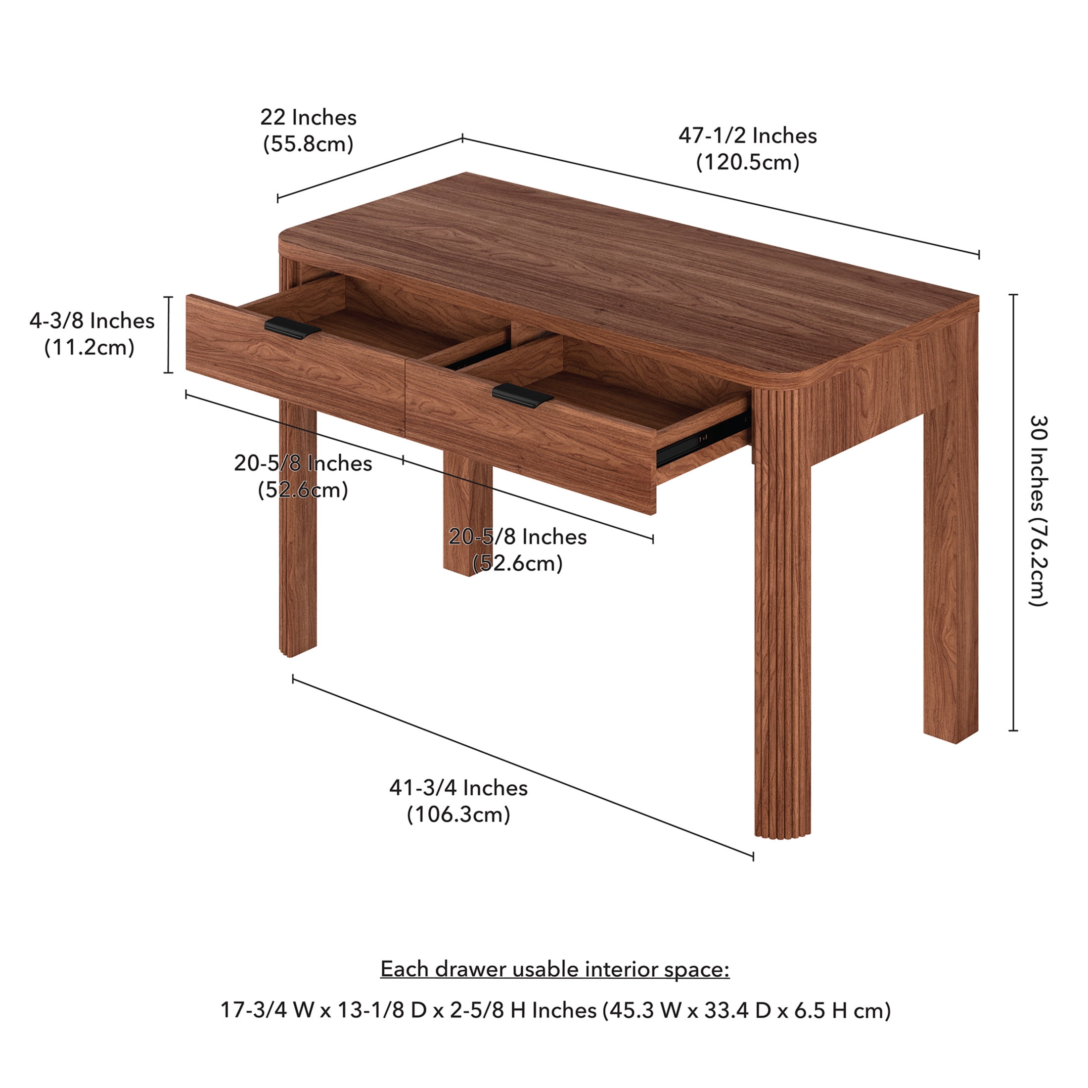 Evelyn&Zoe Modern/Contemporary 48" Wide Satin Walnut Home Office