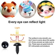 Yirtree 100pcs Plastic Safety Eyes Craft Doll Eyes, Black Safety Eyes for Amigurumi, Puppet, Plush Animal and Teddy Bear