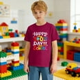 thumbnail image 4 of CUZIBR Boys Girls Graphic T-Shirt Print 100 Days Of School Letter Print Short Sleeve Casual Crewneck Tees For Kids Youth Soft Breathable Shirt Daily Wear Athletic Baggy Tops,Brick Red,3-4 Years, 4 of 6