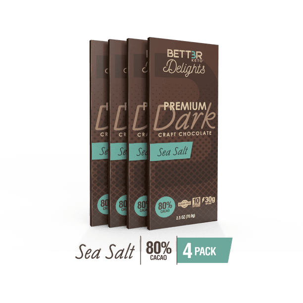 BETTER KETO Snacks 80% Dark Chocolate Bars with Sea Salt ...