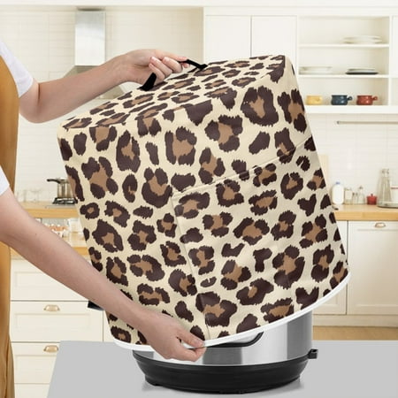

Xoenoiee Appliance Dust Cover with Pockets for Instant Pot 3 Quart Beige Leopard Pattern Electric Pressure Cooker Cover with Handle Easy to Clean Compatible with Crock Pot Rice Cooker Air Fryer