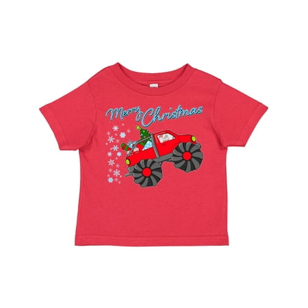 

Inktastic Merry Christmas- Santa Drives a Monster Truck Gift Toddler Boy or Toddler Girl T-Shirt