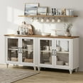 thumbnail image 1 of WAMPAT 2-in-1 Buffet Server Table, Accent Sideboard with Storage & Glass Door,Console Table for Kitchen, Dining Room, and Living Room, White & Oak, 1 of 7
