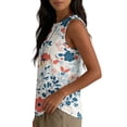 thumbnail image 4 of Lpmadey Women's 4th of July American Flag Tank Top, Butterfly Cross Print Sleeveless Blouse, Loose Pleated Casual Summer Top, 4 of 5