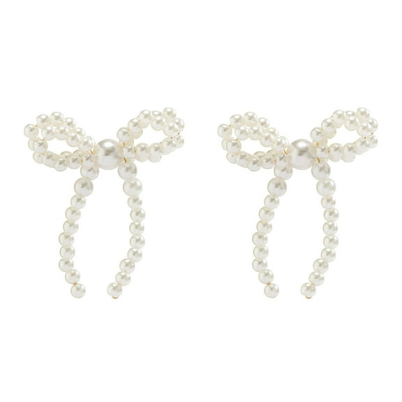Fogun Fashionable Bowknot Earrings Wedding Jewelry Beads Earrings Elegant Ear Pin Bowknot Ear Studs Suitable for Fashion Look