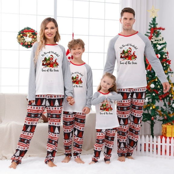 Matching Christmas Pajamas for the Whole Family Joyful Holiday Truck Design Available in Sizes NB to 6XL