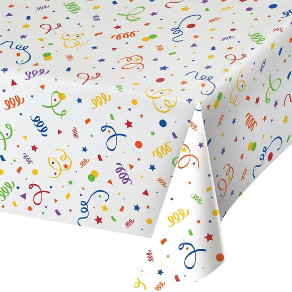 Confetti Plastic Tablecloth 54" x 84", Confetti Plastic Tablecover