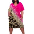 thumbnail image 2 of Robes pour Femmes 2024 Été Robe Oversize pour Col en V Décontractée Robes d'Été Poche Genou Manches Courtes avec Poches Rabais de 50 % Liquidation!, 2 of 5