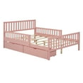 thumbnail image 4 of Full Size Wood Platform Bed with Guardrails (Both Sides) and Two Storage Drawers, Pink, 4 of 8