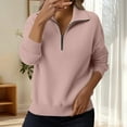 thumbnail image 7 of Sweaters for Women Soft Warm Quarter Zip Sweater Casual Loose Long Sleeve Pullover Tops Fall Winter Clothing Pink S, 7 of 7
