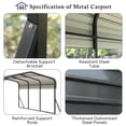 thumbnail image 6 of 12x20FT Metal Carport, Heavy Duty Carport with Galvanized Steel Roof and Enhanced Base, Upgraded Large Outdoor Carport Canopy, Metal Carport Garage for Cars, Boats, Trucks, Gray(12x20FT), 6 of 7