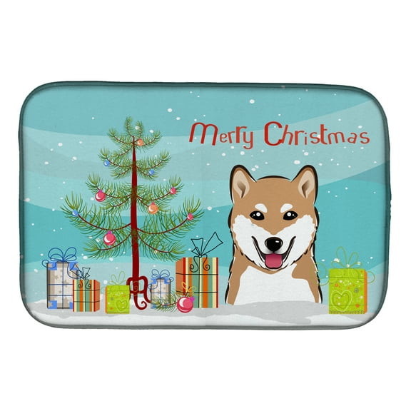 Christmas Tree and Shiba Inu Dish Drying Mat