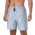 thumbnail image 1 of Balery Gray White Floral Bañador para hombre, shorts de playa de secado rápido con entrepierna y forro de compresión-Medium, 1 of 6