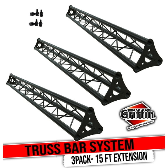 5Ft Triangle Truss Extension (3-PACK) by GRIFFIN | Stage Mount Trussing Sections for DJ Booth Lighting System | Mount Light Cans & Sound Effects for Pro Audio Equipment Gear, Parties & Live Gigs
