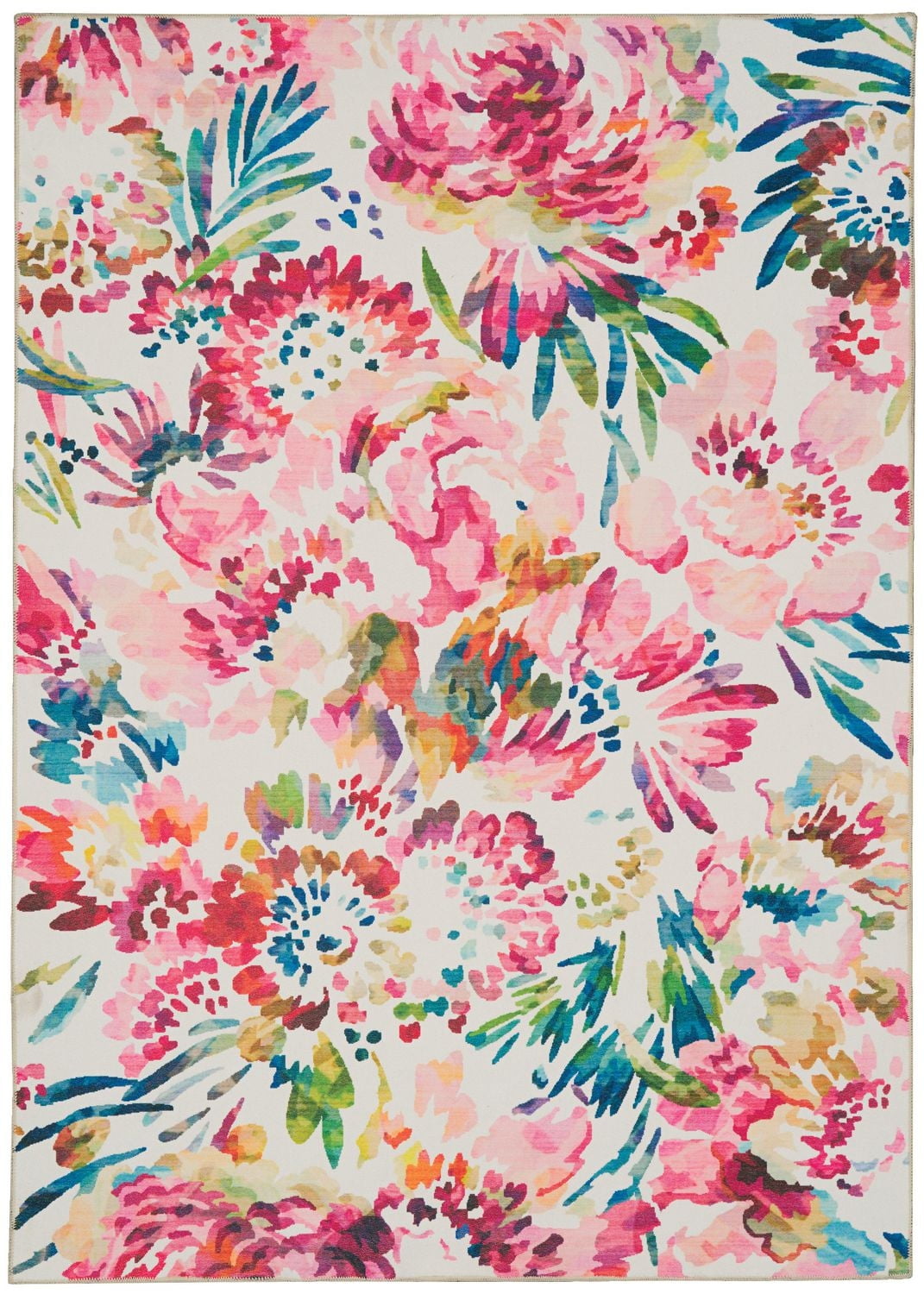 Tapis d'appoint lavable Julian 3 pi x 5 pi framboise et ivoire