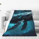 thumbnail image 1 of Balery Vintage Blue Pattern Whale Manta de Felpa Suave y Acogedora – Cobija de Franela Aterciopelada para Cama, Lavable y Cálida para Sofá, Mascotas, Transpirable-80"x60", 1 of 7