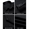 thumbnail image 3 of HISDERN Black Dress Shirt for Men Long Sleeve with Matching Tie and Handkerchief Set Button Down, 3 of 9