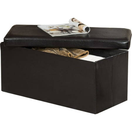 Pilaster Designs - Brown Faux Leather Folding Storage Ottoman ... Pilaster Designs - Brown Faux leather Folding Storage Ottoman Bench / Footstool - Pilaster Designs - Brown Faux Leather Folding Storage Ottoman