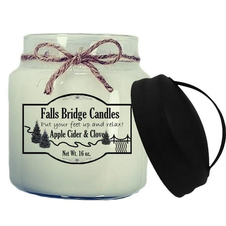 Fall Leaf Candles - Apple Cider & Clove Scented Jar Candle, Medium 16-Ounce Soy Blend, Falls Bridge Candles
