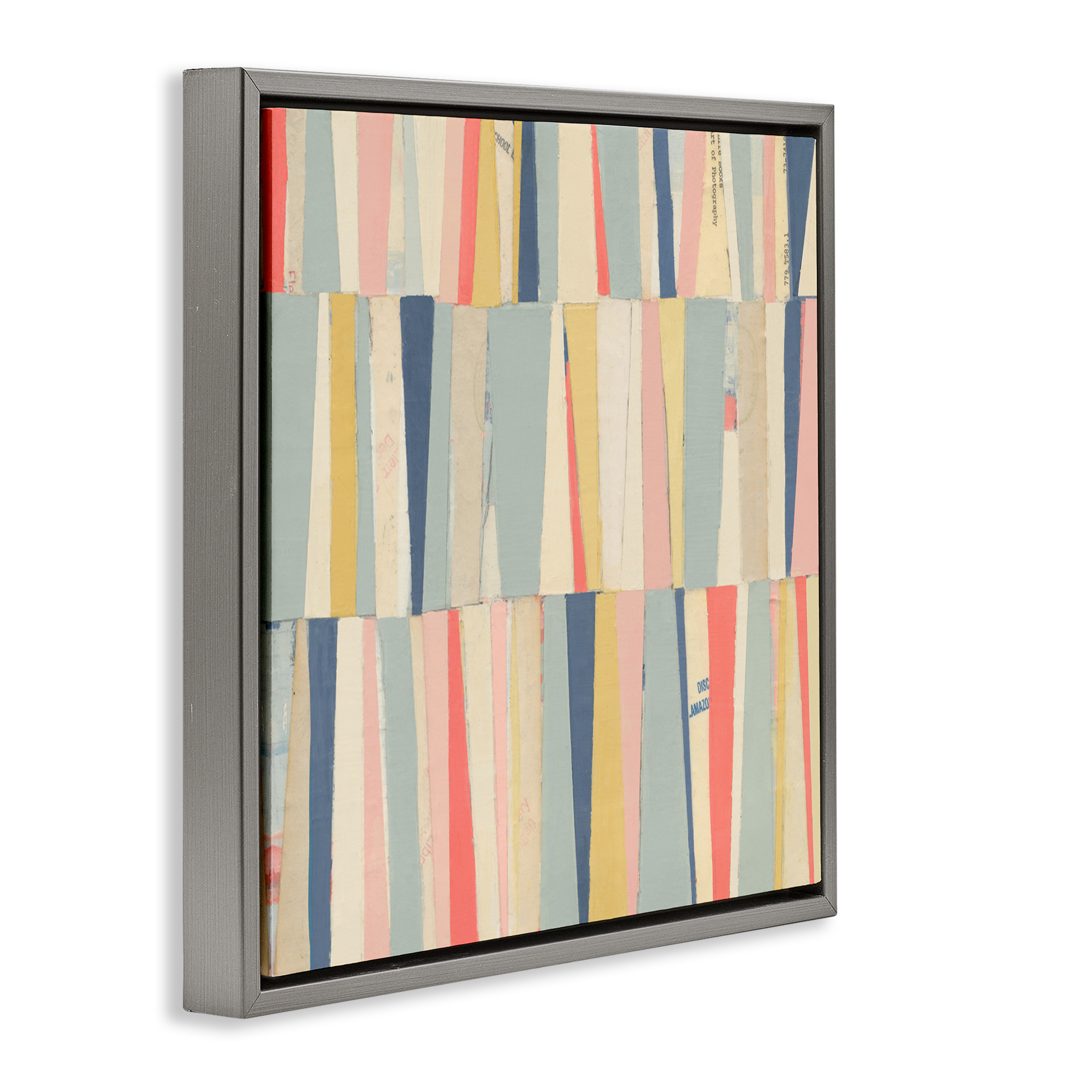 Stupell Industries Pastel Shapes Collage Abstract Painting Gray Floater Framed Canvas Art Print Wall Art, 25 x 25