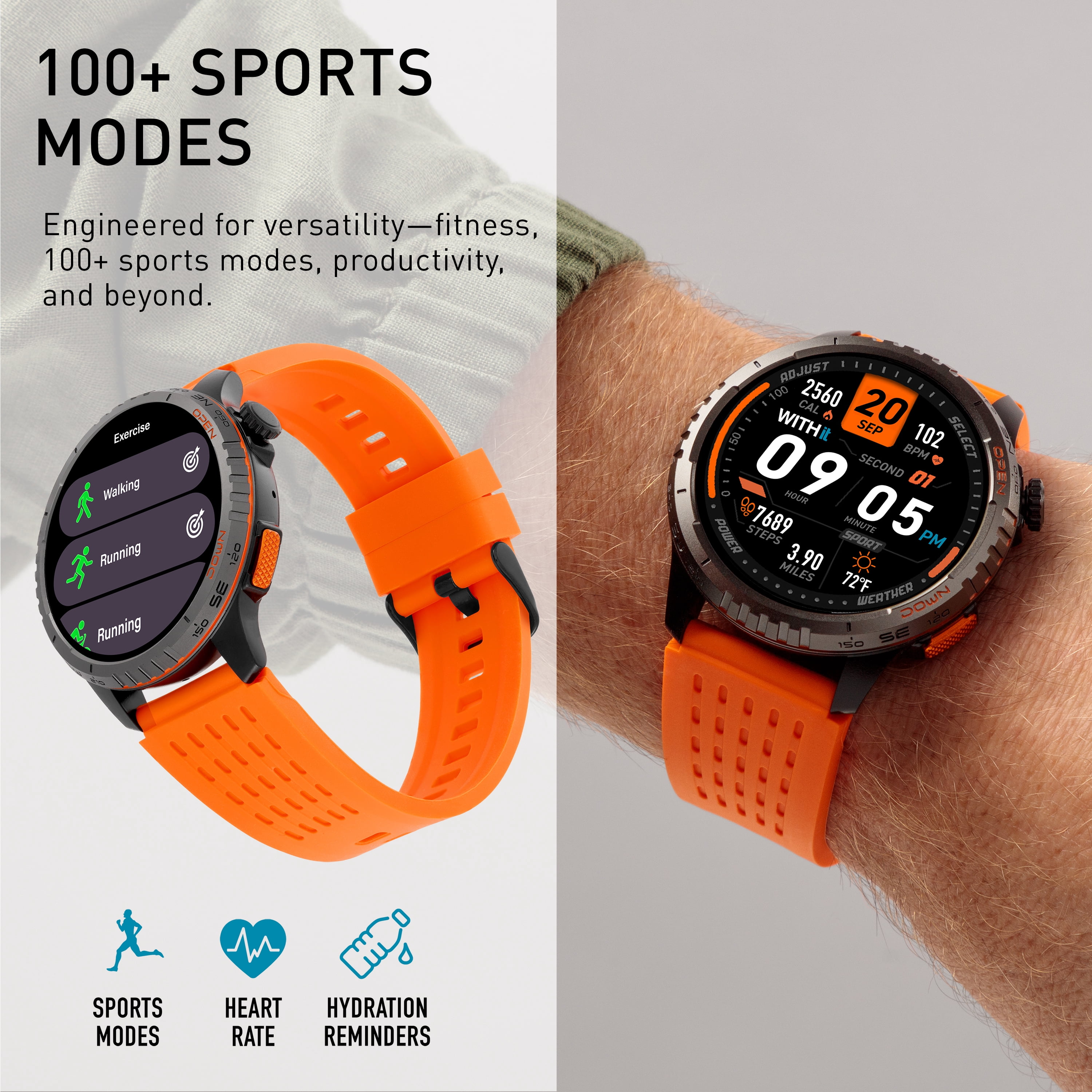 WITHit Zetta Series Smartwatch, 1.43" Full Touch Amoled Screen, Unisex