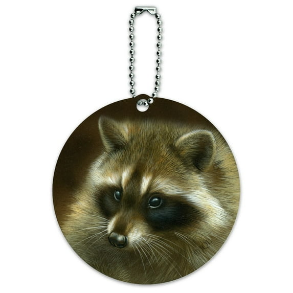 Raccoon Masked Bandit Round Luggage ID Tag Card Suitcase Carry-On