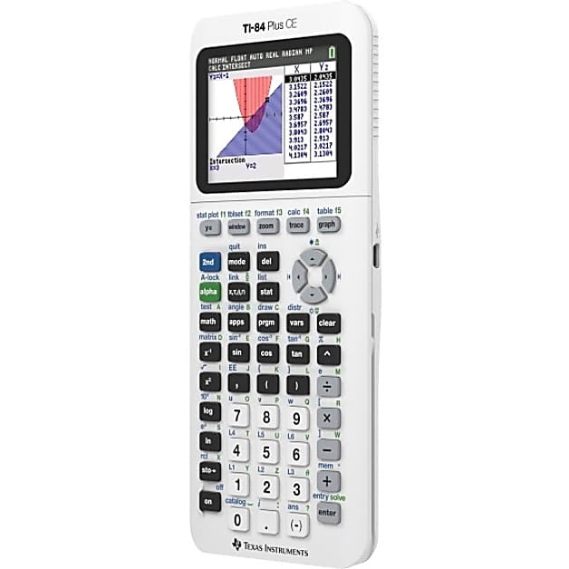 Pre-Owned Texas Instruments TI-84 Plus CE Graphing Calculator, Bright White, 3-Pack, Rechargeable, High School and College
