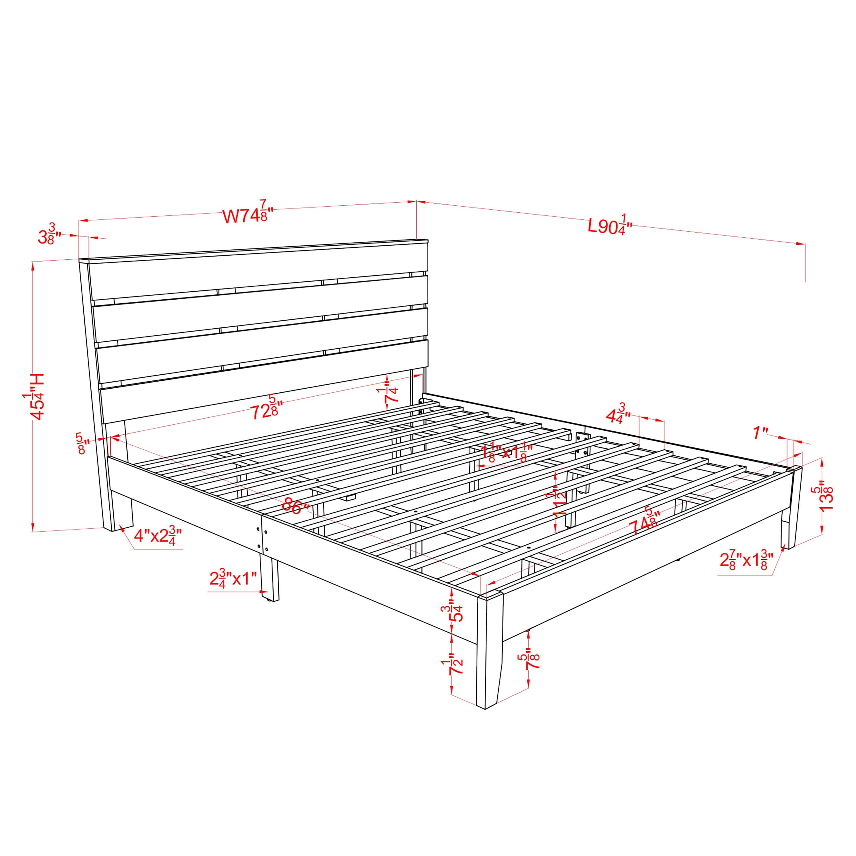 Furniture of America Korvar Wood Platform Bed, California King, Gray