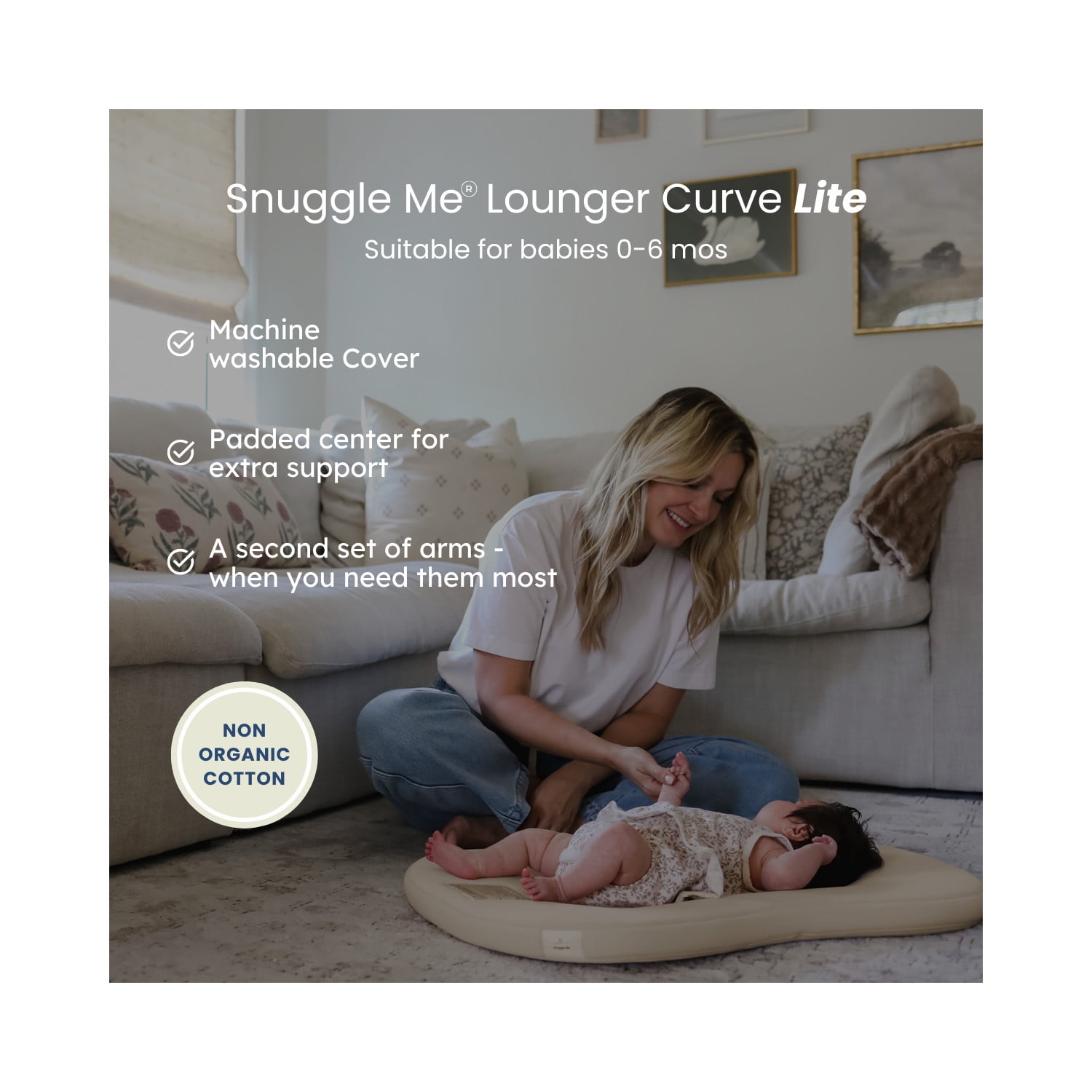Snuggle Me® Curve Lite Baby Lounger Moss