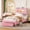 Pink, variant on Led Twin Bed Frame with Drawer, Upholstered Sturdy Platform Bed with Storage Headboard and Charging Station, Noise Free, Easy Assemble, , Pink