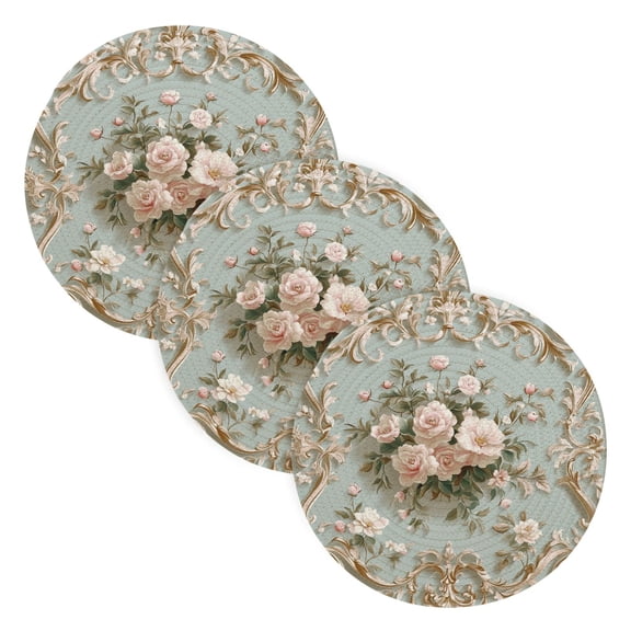 BZSMCE Mats for Pots,Pans Place Pattern Of Blossom Simple Style Pattern Pot Mats