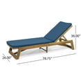 thumbnail image 4 of GDF Studio Lillian Outdoor Acacia Wood Armless Adjustable Chaise Lounges with Cushion, Set of 2, Teak and Blue, 4 of 10