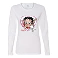 thumbnail image 2 of Wild Bobby, Betty Boop Heart Blowing Kiss Dog Betty Boop Womens Long Sleeve T-Shirt, White, XX-Large, 2 of 5