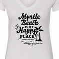 thumbnail image 4 of Inktastic Myrtle Beach is My Happy Place with Palm Trees Women's V-Neck T-Shirt, 4 of 5