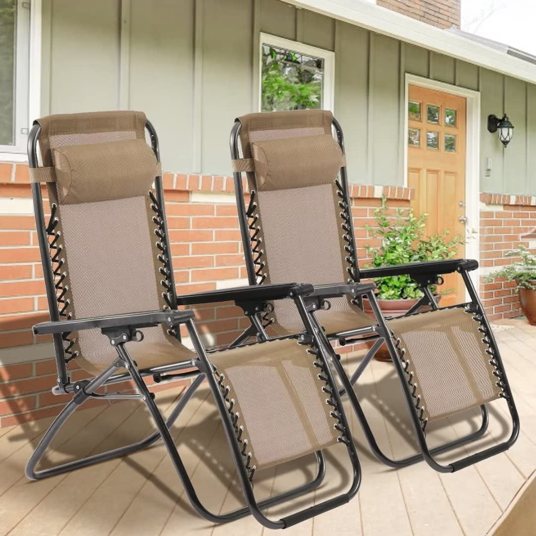 Dkeli Zero Gravity Chairs Set of 2 Folding Patio Lounge Chairs Mesh