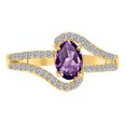 thumbnail image 2 of Mauli Jewels Rings for Women 1.35 Carat Amethyst and Diamond Wedding Engagement Ring Prong-Setting 10k Solid Rose, White & Yellow Gold, 2 of 4